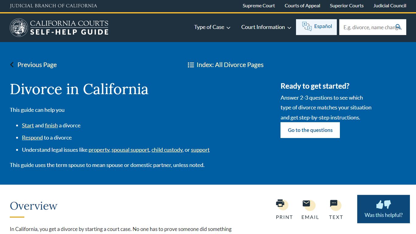 Divorce in California | California Courts | Self Help Guide